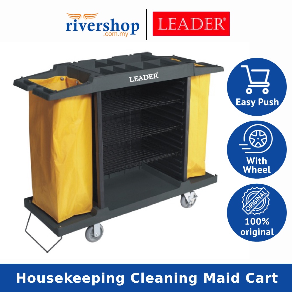 LEADER Service Trolley Housekeeping Janitorial Cleaning Maid Cart