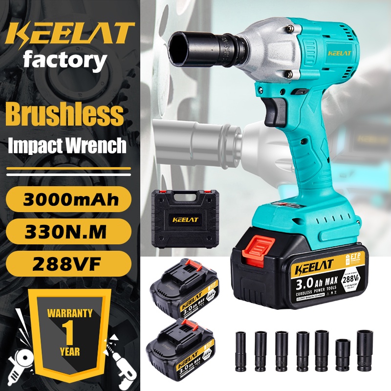 keelat Cordless Impact Wrench Battery Brushless Wrench Screwdriver