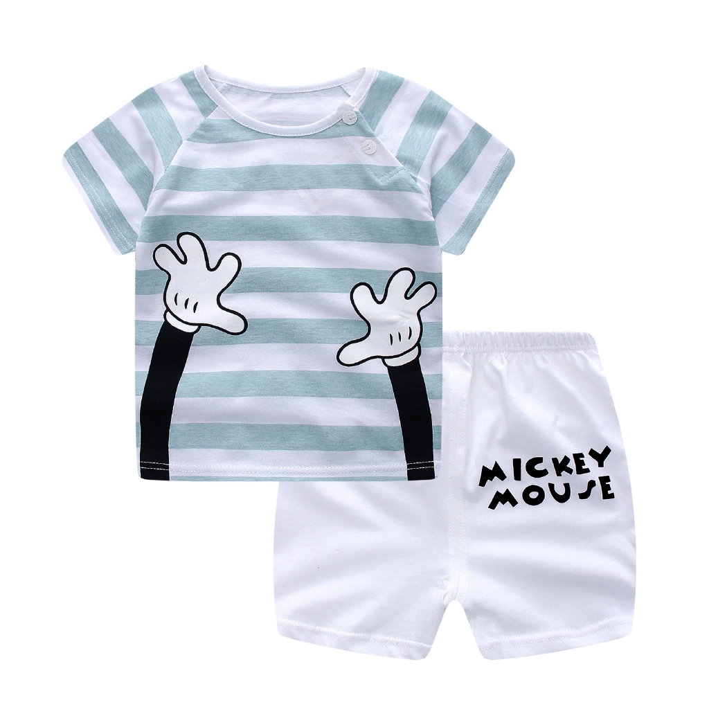 Mickey Mouse Kids Clothing Set Boys Fashion Striped T Shirt Cartoon Pants Shopee Malaysia - striped mickey mouse crop top roblox