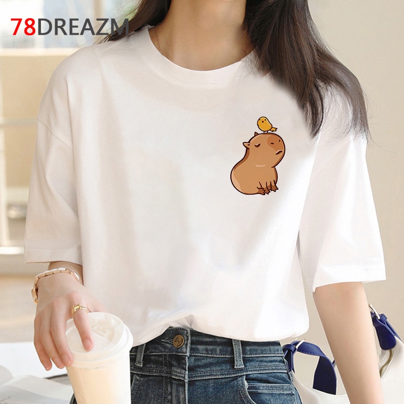 capybara tshirt clothes men couple clothes casual harajuku kawaii aesthetic  kawaii summer top t shirt kawaii tumblr | Shopee Malaysia