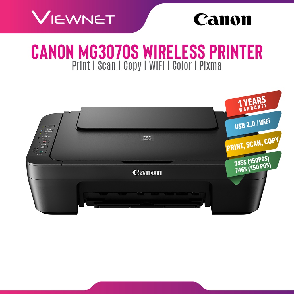Canon Pixma MG3070S Compact Wireless Printer AllInOne with LowCost