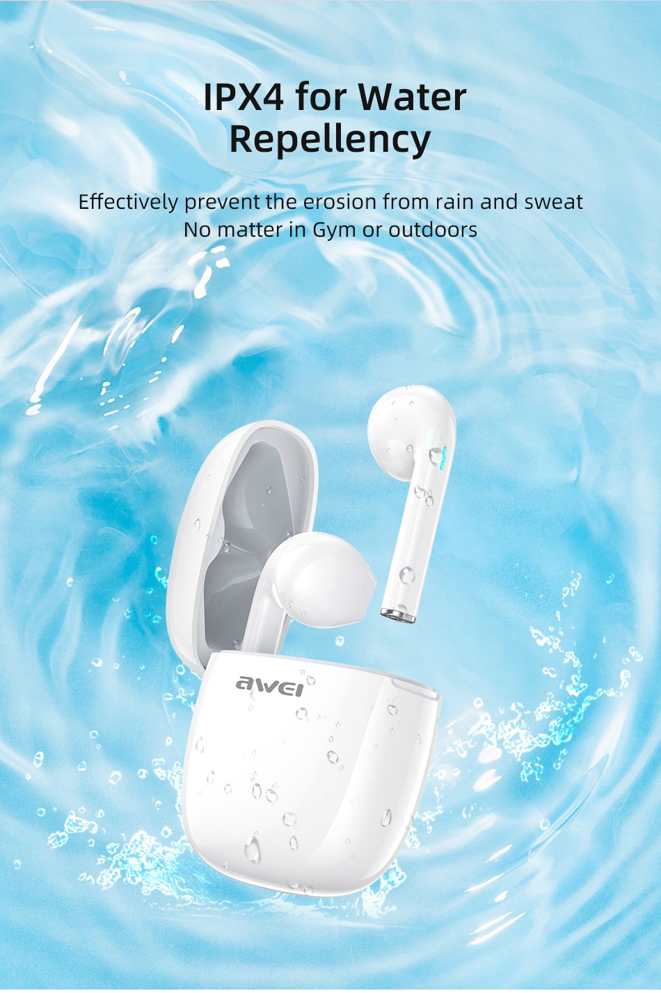 AWEI T28 Bluetooth 5.0 TWS Earphone with Charging Case for Android &amp; Apple  | Shopee Malaysia