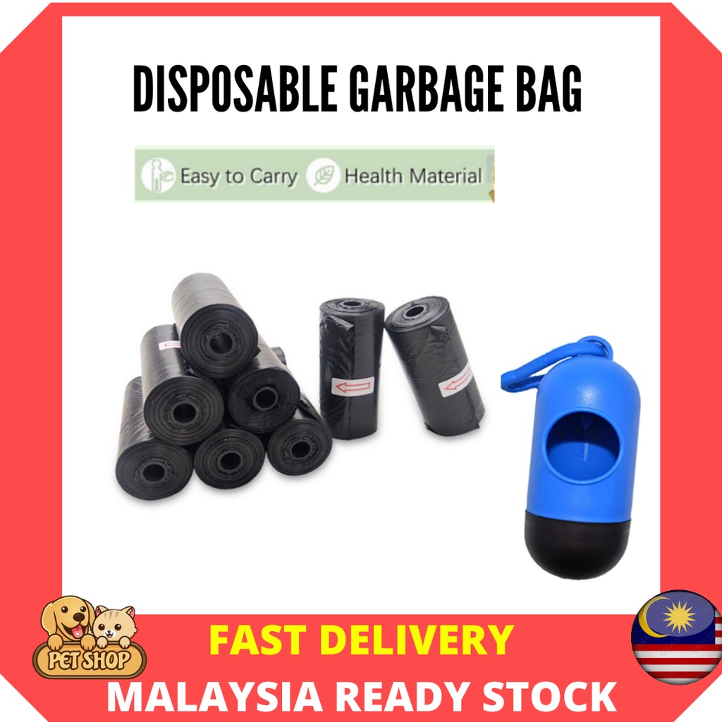 Portable Garbage Plastic Bag Pet Disposal Poop Diaper Dispenser Travel Cat