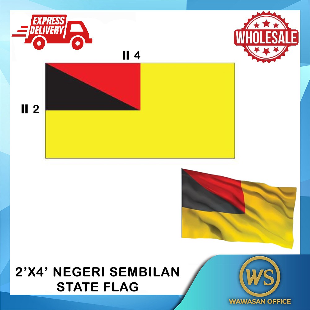 Negeri Sembilan State Nine 9 NS N9 Flag Bendera Negeri 2'x4'  Shopee