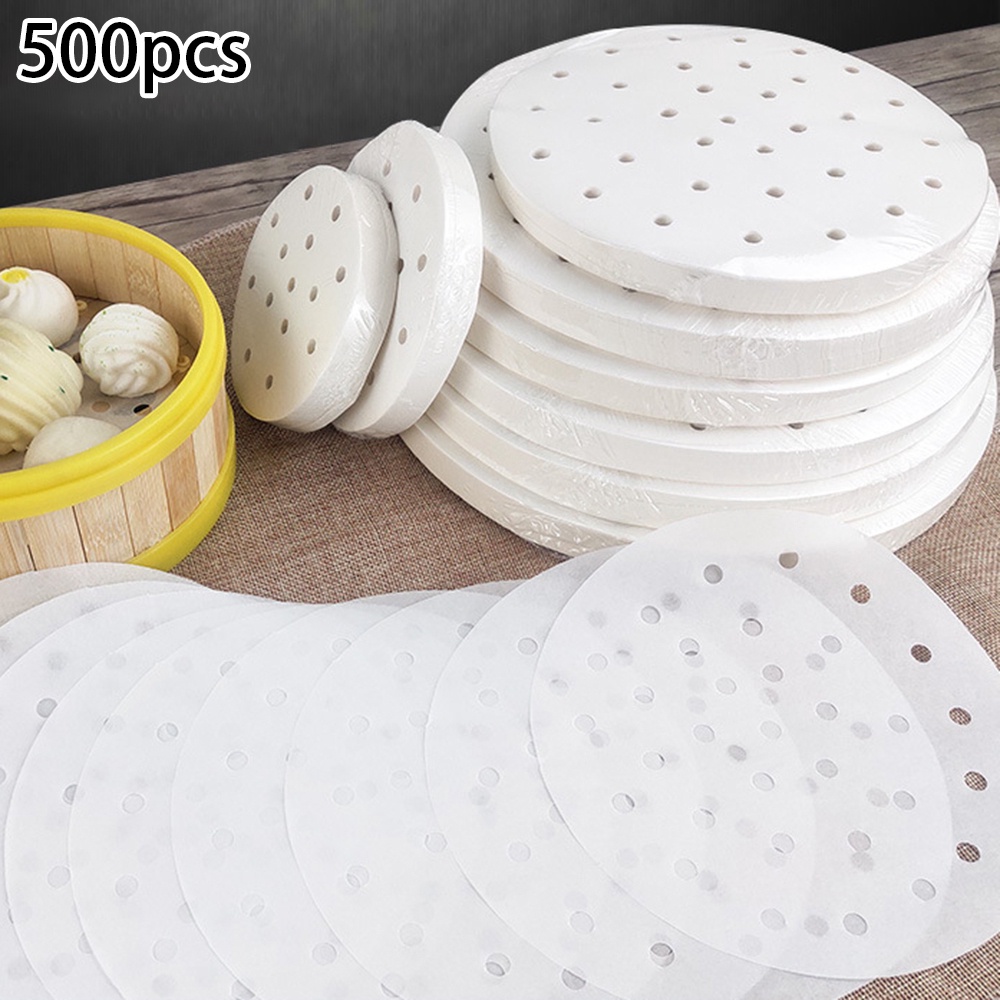 [Ready Stock] Steamer Paper Liners(500sheet) Bamboo Round Dim Sum Paper Non Stick Under Steam Mat Kitchen Restaurant Use