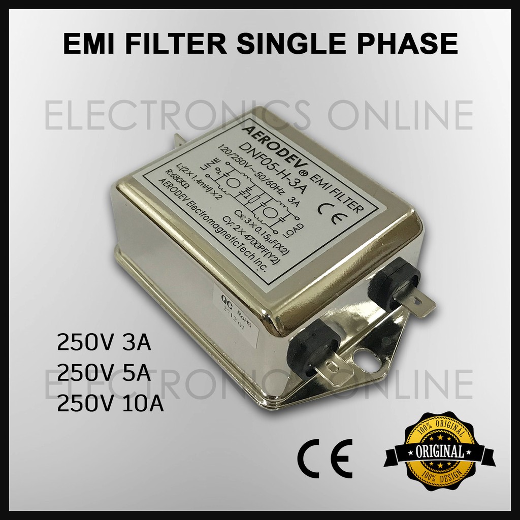Aerodev EMI Filter Single Phase 3A, 5A, 10A Noise Filter Engine Noise