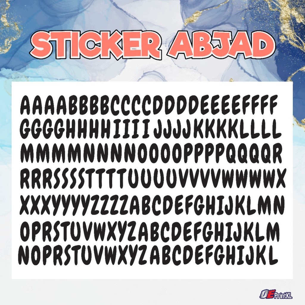 Sticker Abjad 3cm 165 Huruf Shopee Malaysia