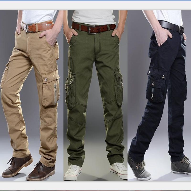 Korean Men's Casual Pants Cargo Military Pants Combat Trousers Loose ...