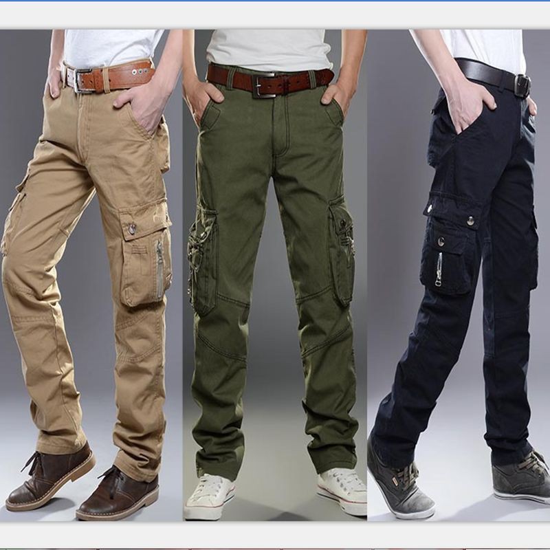 Korean Men's Casual Pants Cargo Military Pants Combat Trousers Loose