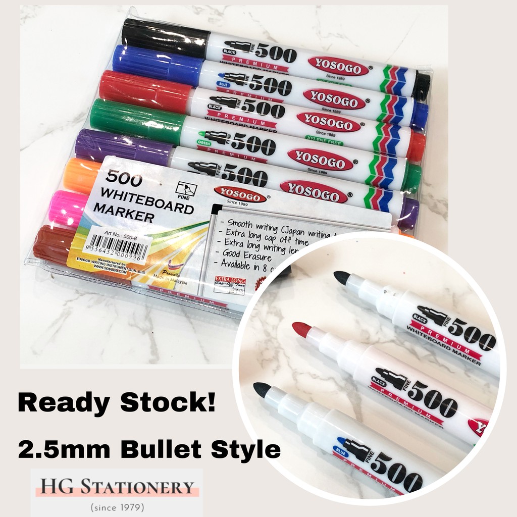 (ORIGINAL) Yosogo 2.5mm 500 Whiteboard Marker Pen Bullet Style | Shopee ...