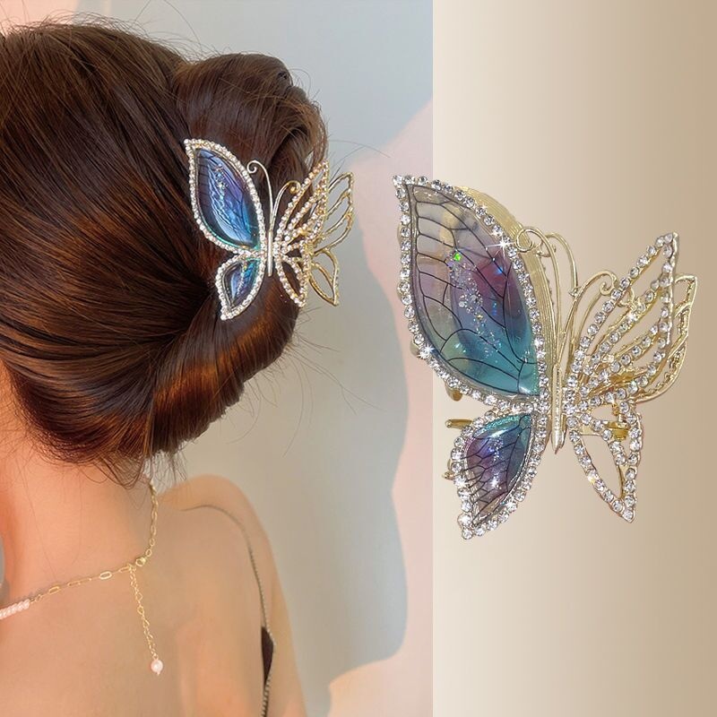 Korean Rhinestone Butterfly Hair Clip Fashion Metal Crystal Hair Claw Women  Hair Accessories | Shopee Malaysia