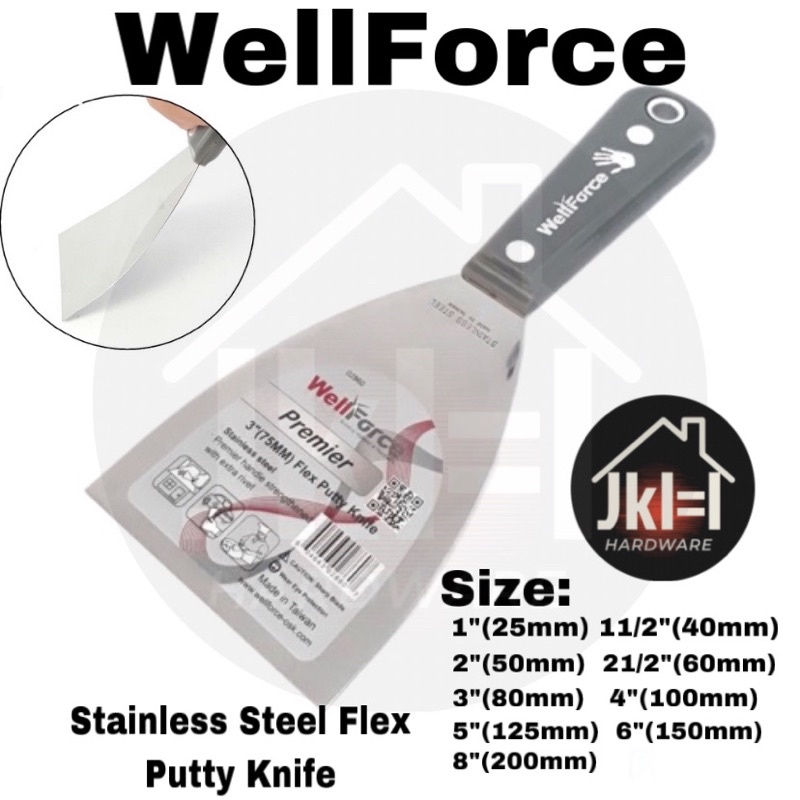 WELLFORCE PREMIER STAINLESS STEEL PUTTY KNIFE/SCRAPER (HEAVY DUTY) 100