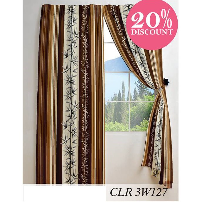 3w127 Langsir Tingkap Cocoa Bamboo 3 Panel Window Curtain Shopee Malaysia