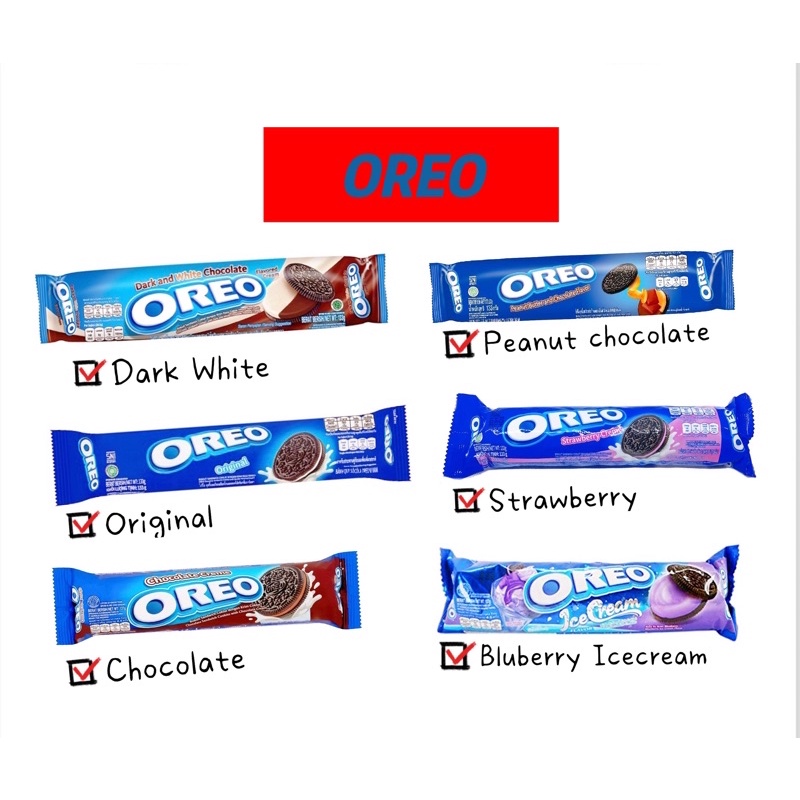 Oreo Cookies /Original / Chocolate / Peanut Butter & Chocolate / Strawberry / Blueberry Ice Cream 133g