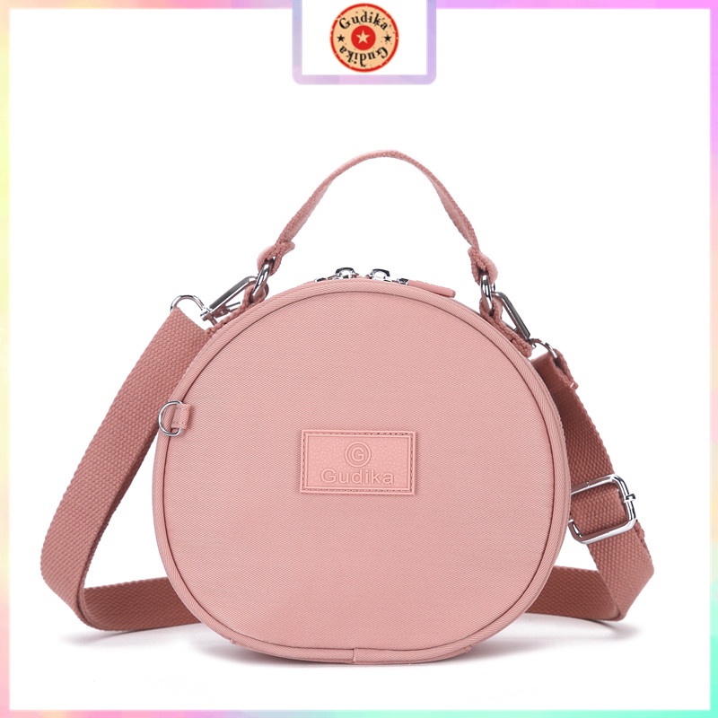 Gudika Women's Round Crossbody Bag Zip Large Storage Shoulder Bag Nylon