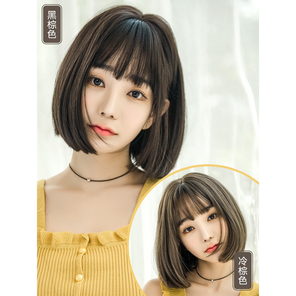 Wig Female Short Hair Bobo Student Round Face Wave Head Korean Net Red Natural R