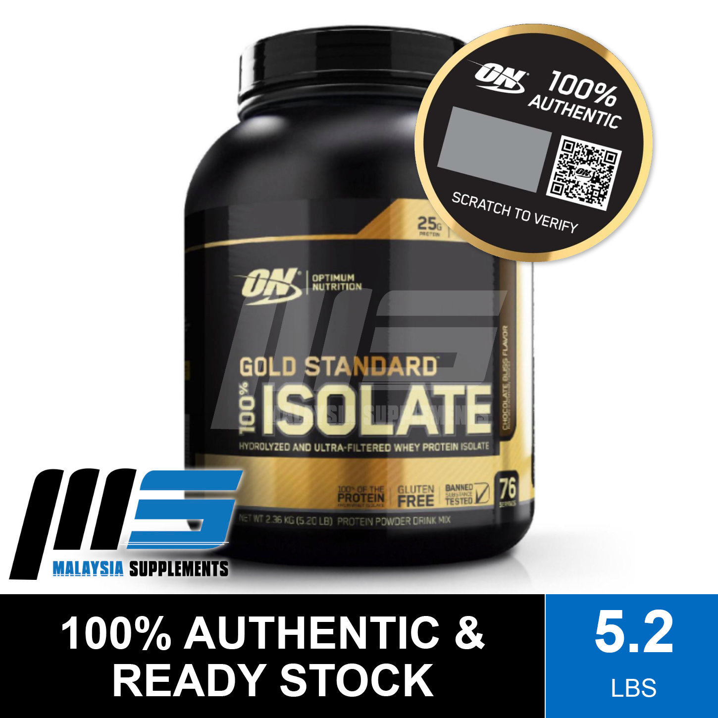 Optimum Nutrition Gold Standard 100 Isolate, 5.02lbs Whey Protein