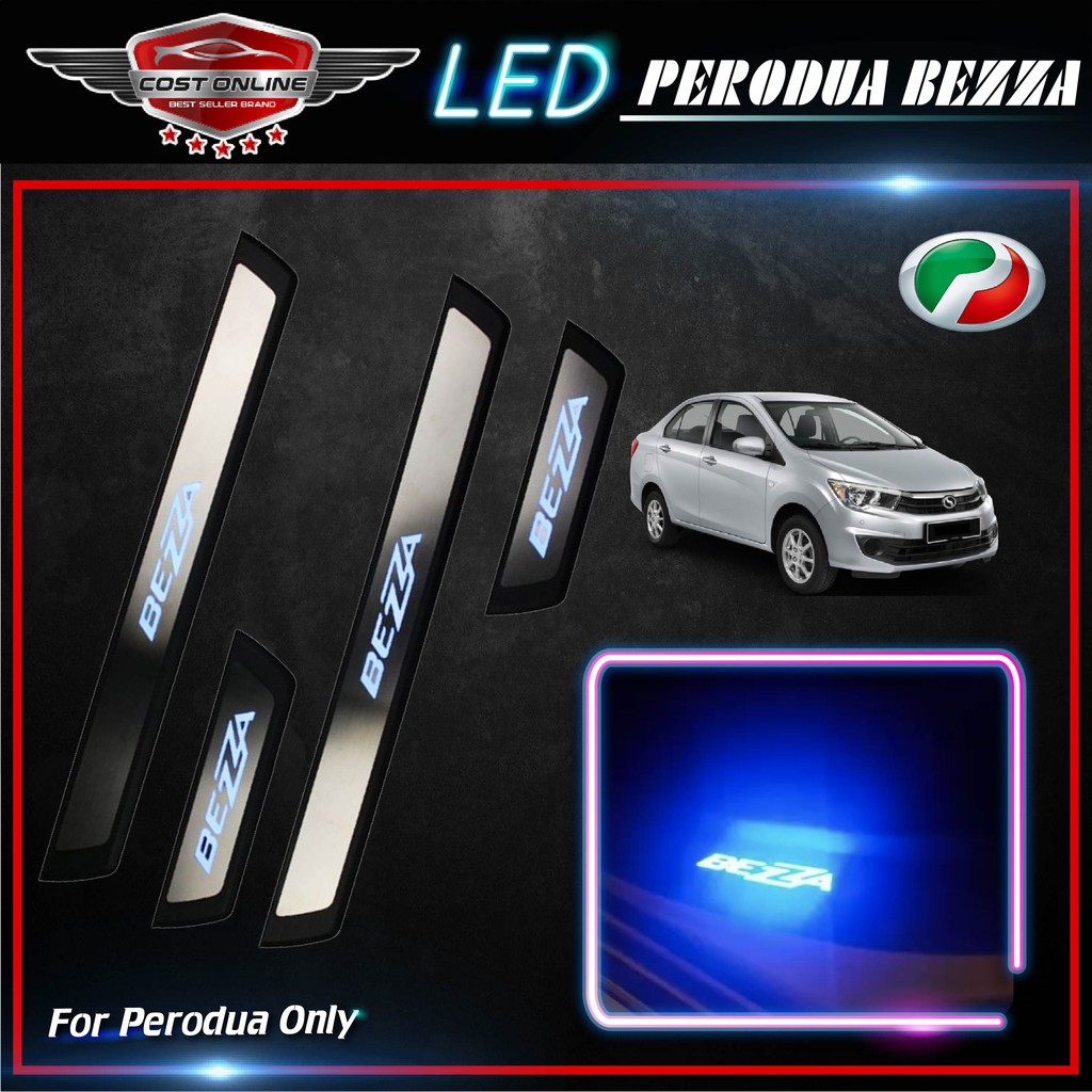 【Side Step Pedals】OEM Side Sill Step Plate(Blue LED) For Perodua Axia / Myvi / Bezza / Aruz