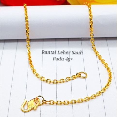Emas 916 Rantai Leher Sauh Padu 5g