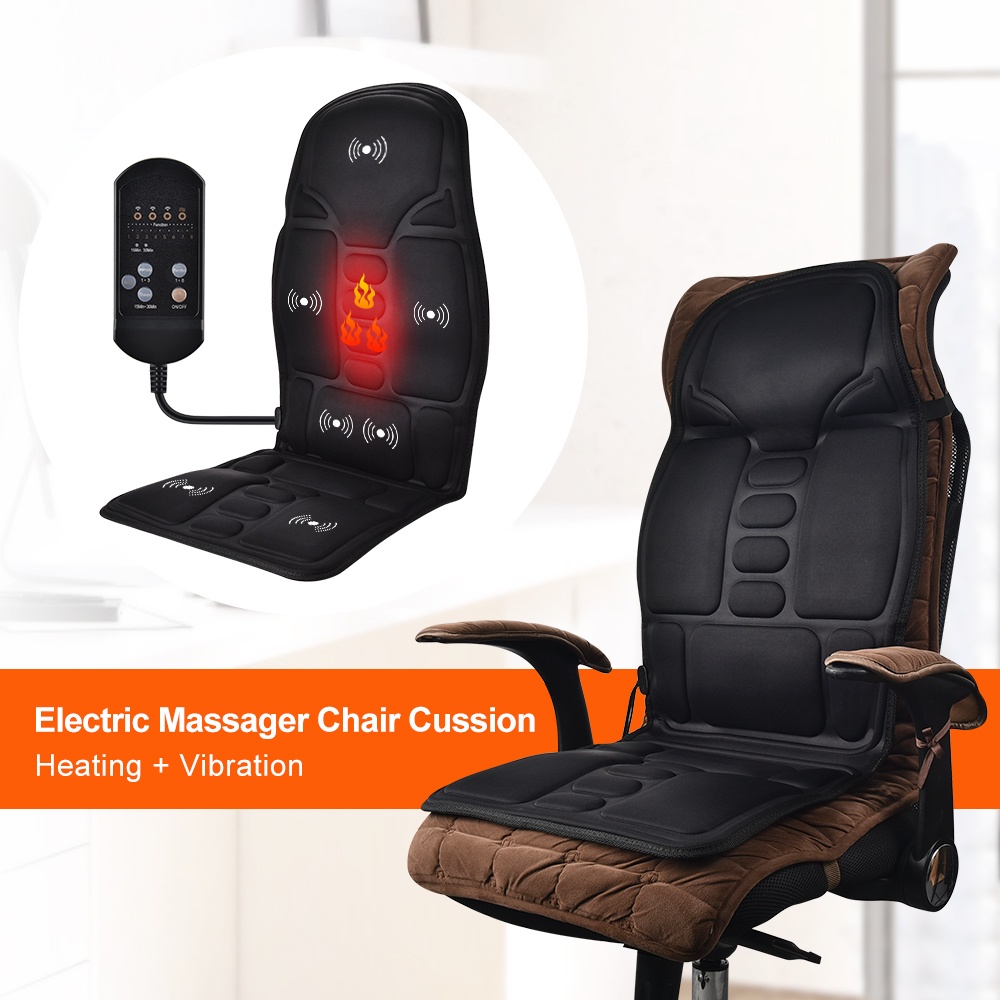 Electric Heating Vibrating Back Massager Chair Portable Vibrating Car Massage Massage Chair Mat for Car Home Office AC110V-230V