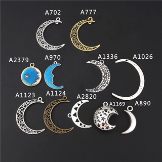 W-LOVE 10Pcs Hollow Moon Luna Crescent Symbol Filigree Charm Pendant DIY Jewelry Making Resin Frames Oval 