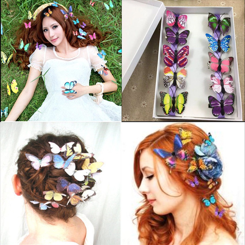 5x Butterfly Hair Clips Bridal Hair Accessories Wedding