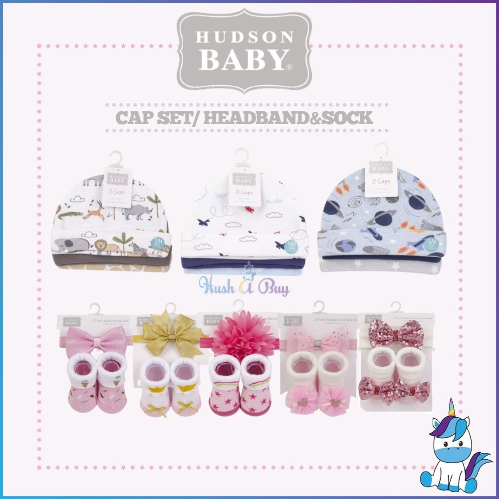 Hudson Baby Headband & Socks (2pcs) / Cap Set (3pcs) HUSHABUY Cap Set