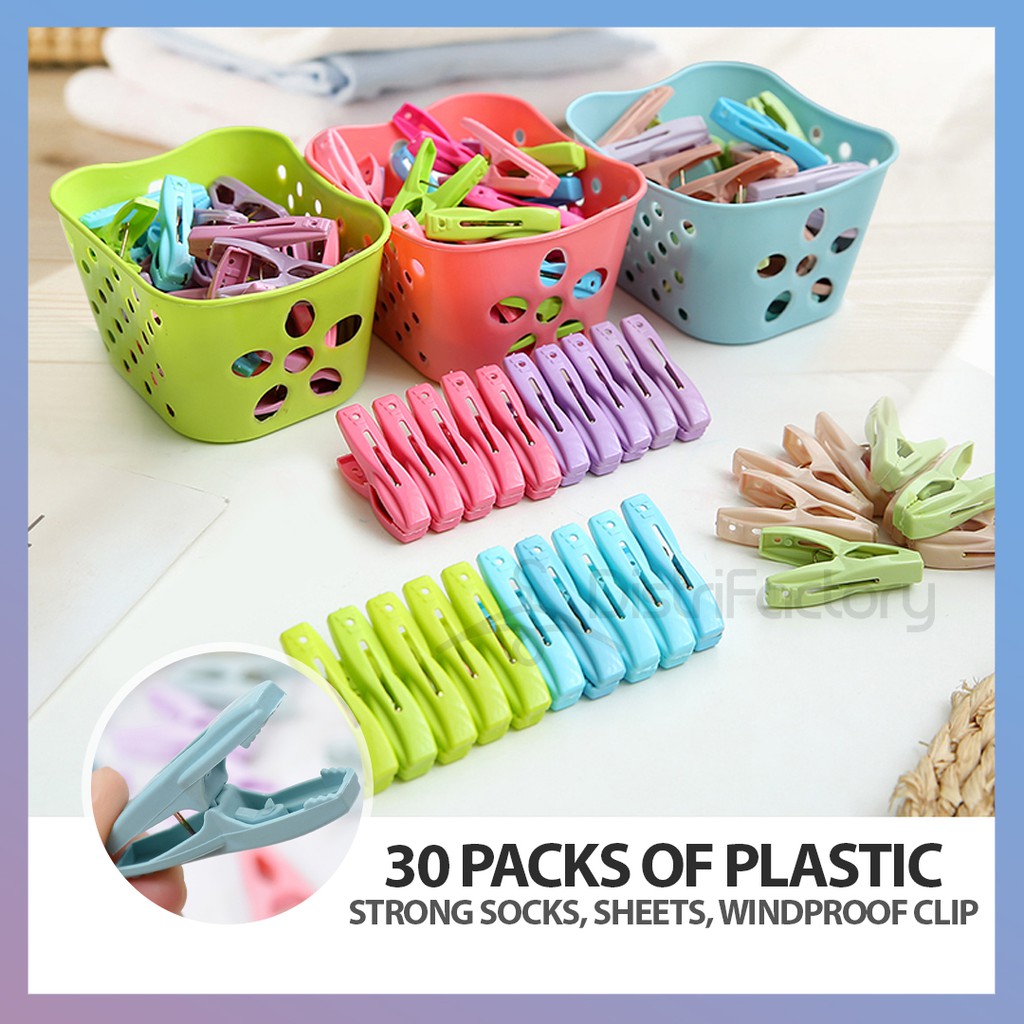 30 Packs of Plastic Strong Socks, Sheets, Windproof Clip Kepit Baju ...