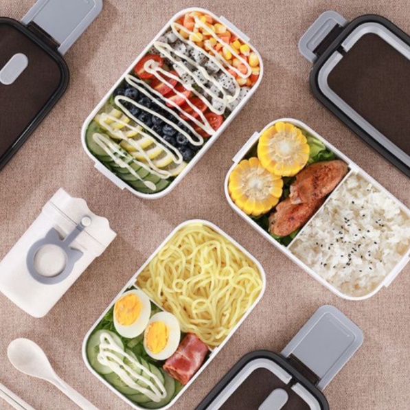 Microwave-safe Lunch Box 1 Layer 2 Layers with Handle Adjustable Partition Food Storage Container