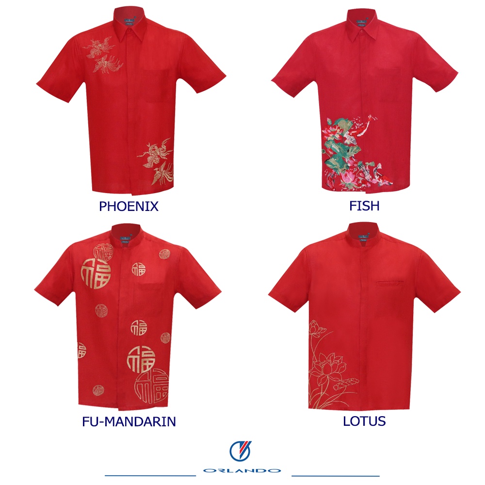 ORLANDO Men's Short Sleeve Embroidery Shirt (READY MADE) Shopee Malaysia