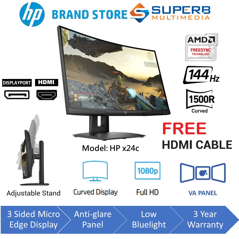 HP X24c Gaming Monitor | Shopee Malaysia