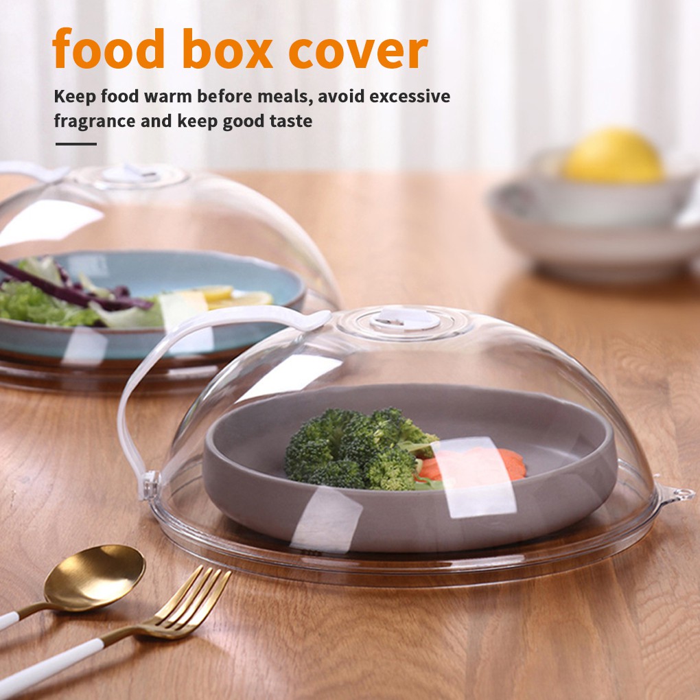 Home Kitchen Food Cover Microwave Oven Dish Plate PP Transparent Anti-splash Cap Color Random Handle - Image 5