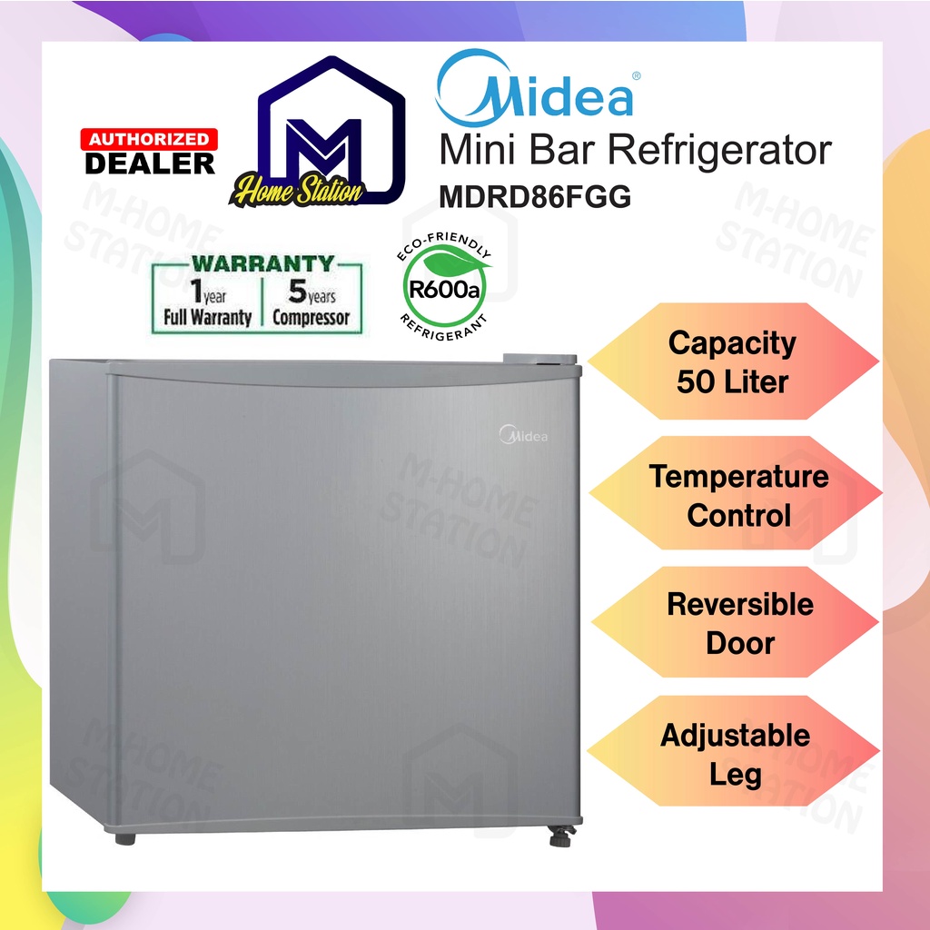 Midea 50L Mini Bar Refrigerator MDRD86FGG Mini Refrigerator Fridge Peti