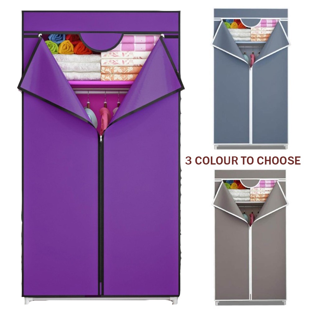 Almari Kabinet Rak Pakaian Baju Struktur Besi Berzip Zipped Wardrobe And Steel Structure Shopee Malaysia