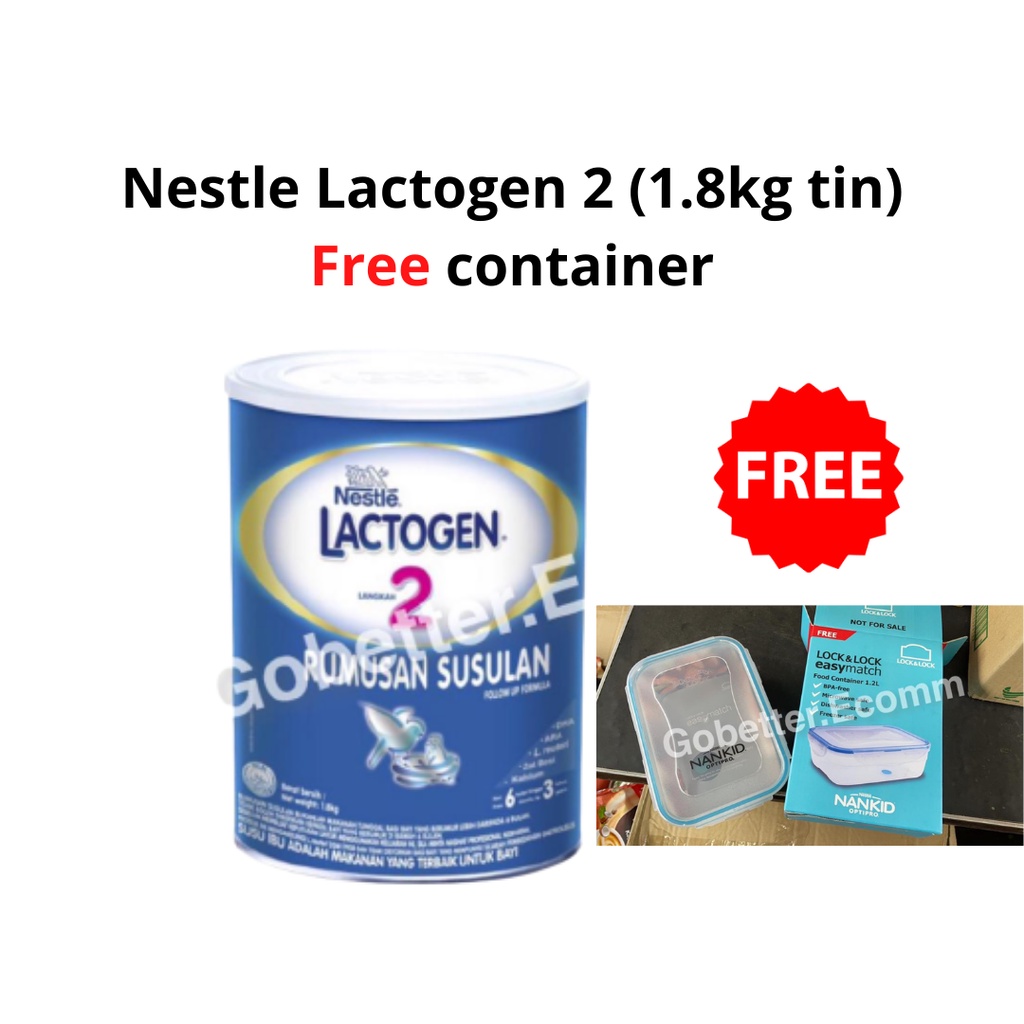 Nestle Lactogen 2 1 8kg Tin Infant Milk Formula 6 36months Free Container Shopee Malaysia