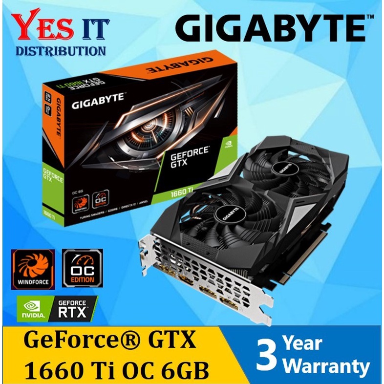 GIGABYTE NVIDIA GTX1660 Ti OC 6G GPU with 6GB GDDR6 192-bit 12000 MHz ...