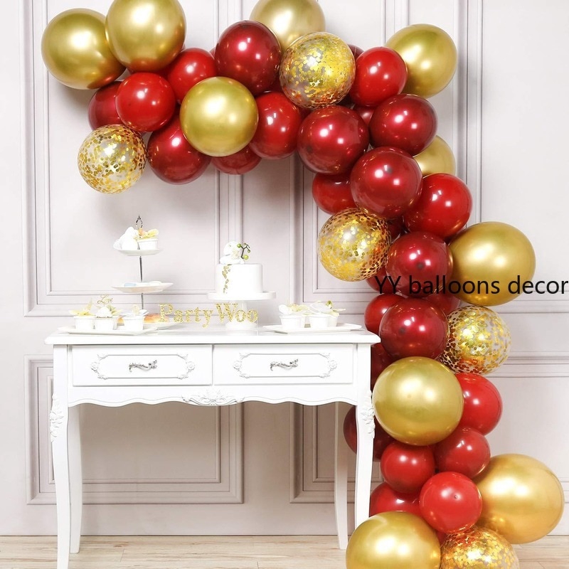 red and gold baby shower centerpieces