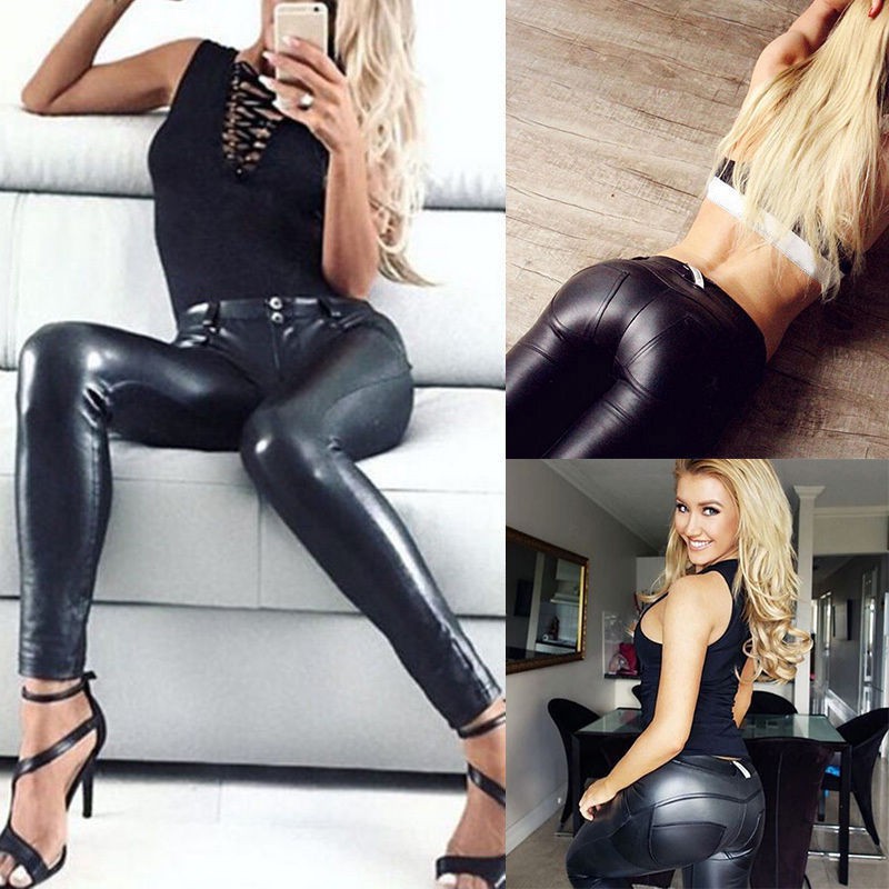 mature woman in leather pants