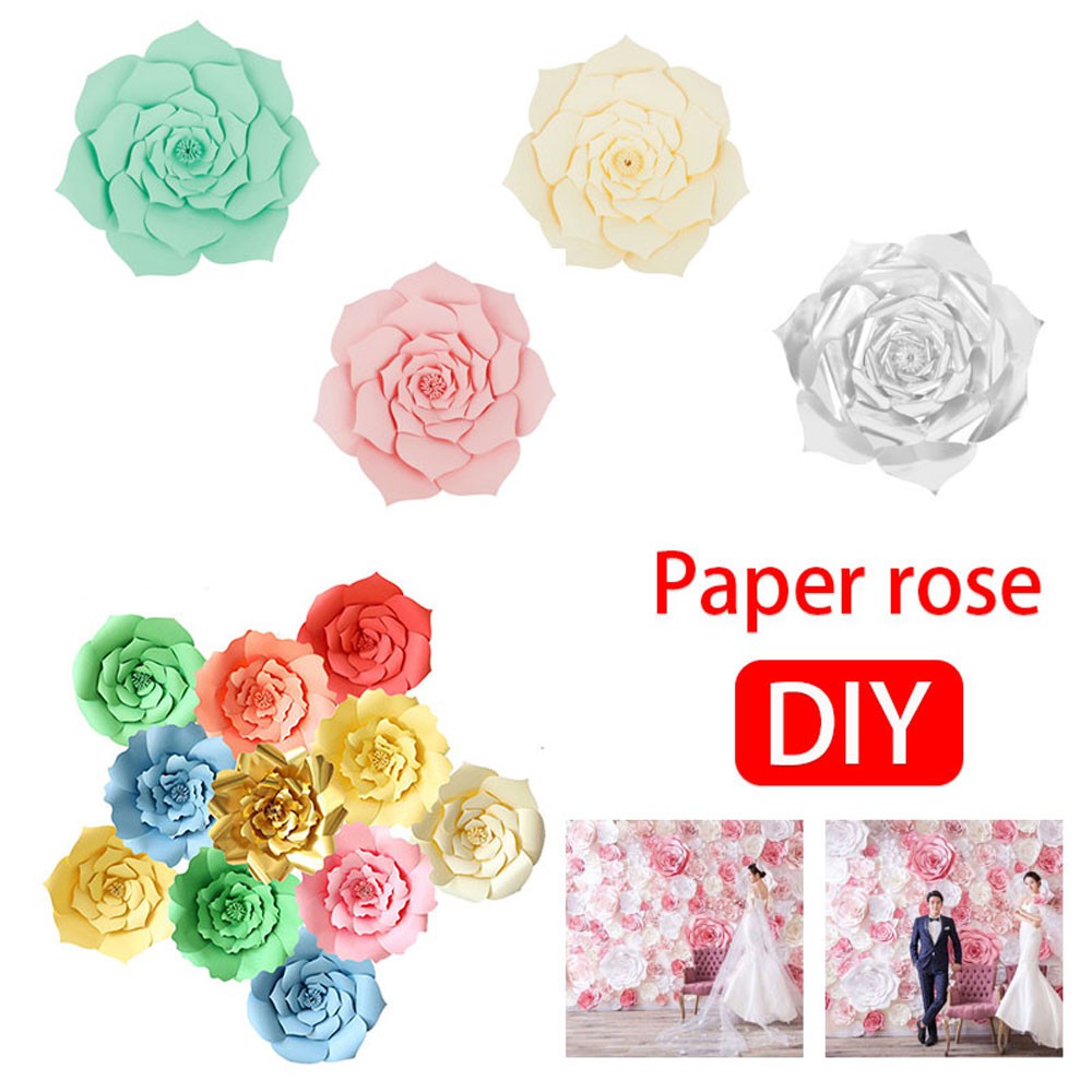 Paper Wedding Flowers Backdrop Paper Flower Beautiful 5 Color Paper Diy Rose Shopee Malaysia