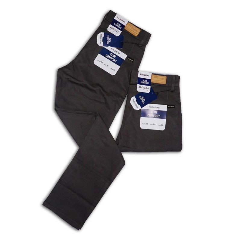 Pull & Bear Chinos Pants Premium Gray Cpp-018 Slim Fit | Shopee Malaysia