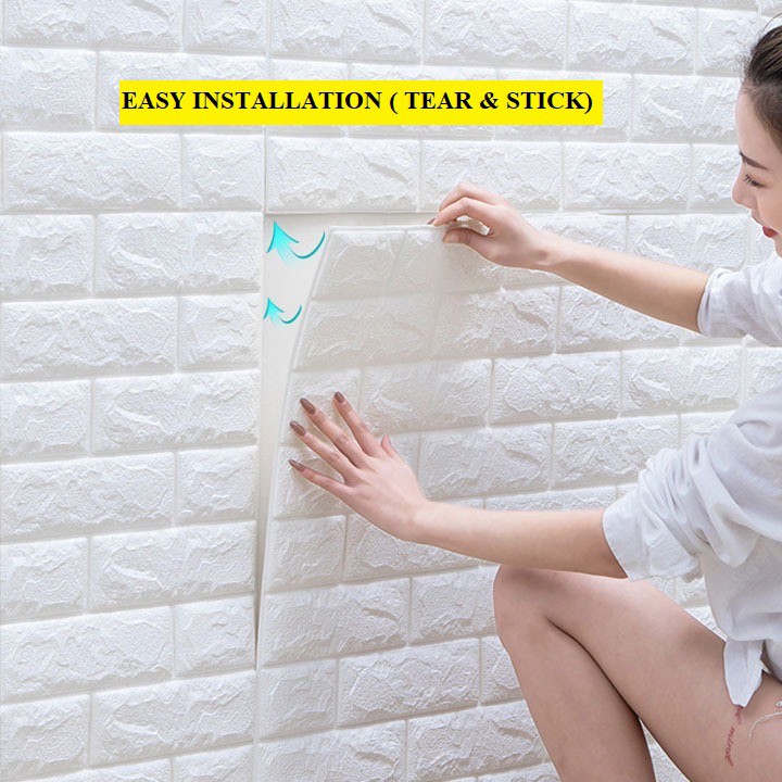 70X77 Wall Stickers PE Foam 3D Brick Stone WallPaper Waterproof Self ...