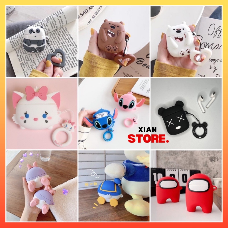 Casing AirPods Pro Cover Cartoon AirPods1 2 Pokemon Bluetooth Headset Case Silicone Soft Cover宝可梦卡通耳机套保护壳Airpods 1 2