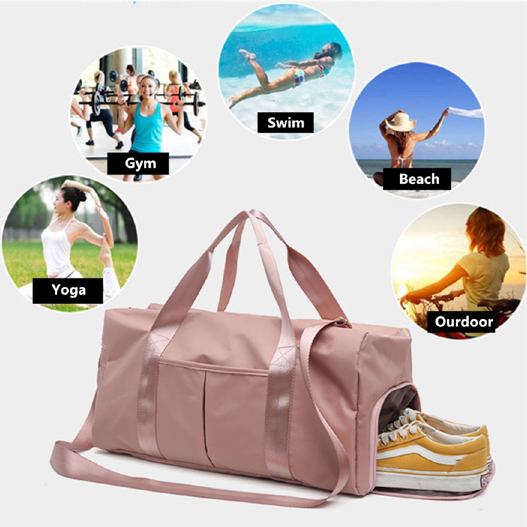 Women Nylon Gym Sports Shoulder Handbag Luggage Duffel Pack Travel Yoga ...