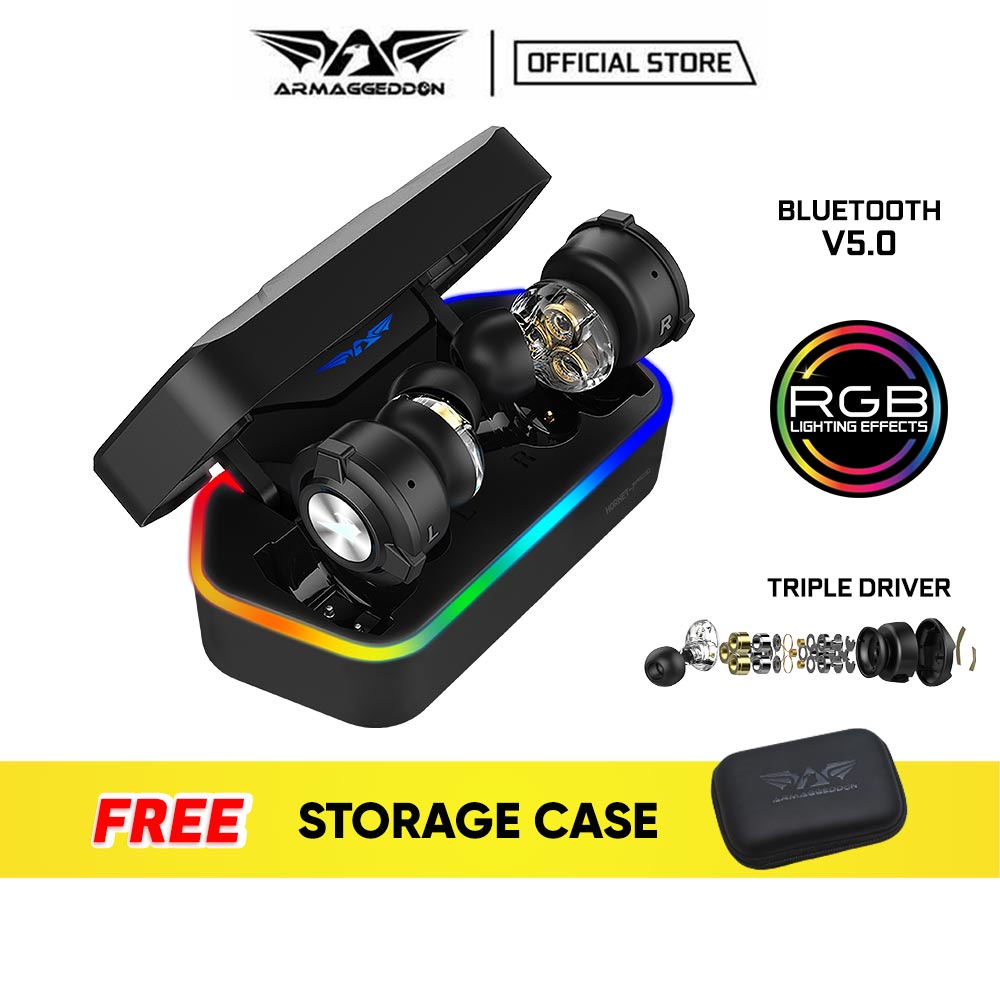 Armaggeddon Hornet 7 Pro 3D Triple Driver Gaming TWS Earbuds | Low Latency | 28 Hours Playback | RGB Lightning Effects