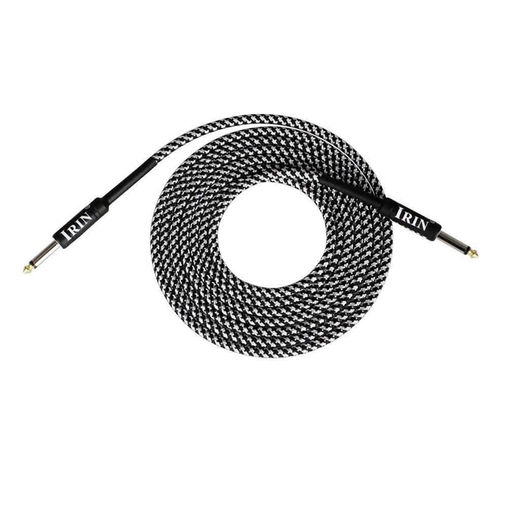 Electric Guitar Bass Cable Musical Instrument Audio Cable Straight Plugs, 3 Meters/ 10 Feet (Black & White)