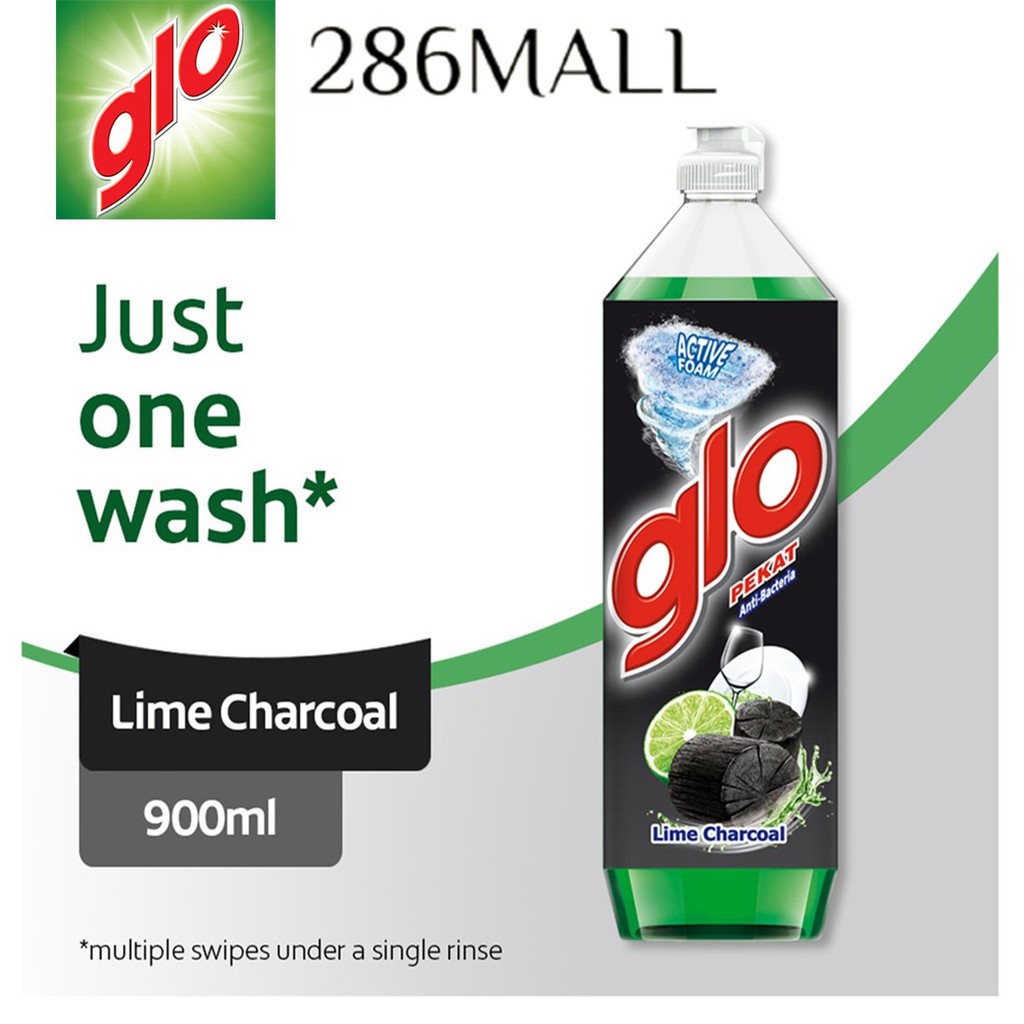 Glo Active Foam Lime Charcoal Dishwashing Liquid 900ml [ 286MALL