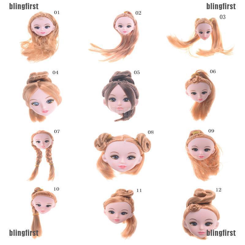 ღbliღ Barbie Doll Head With Colorized Straight Hair Various Hairstyles Diy Accessories Fs