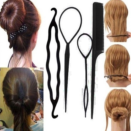 Women's 4Pcs Hair Twist Styling Clip Stick Bun Maker Braid Tool Hair  Accessories | Shopee Malaysia