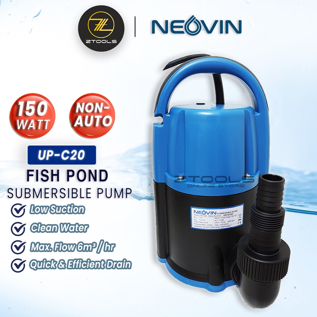 Submersible Water Pump Neovin Up C20 150w 0 2hp 6m3 Hour Manual Auto Fish Pond Pump Pam Air Kolam Ikan