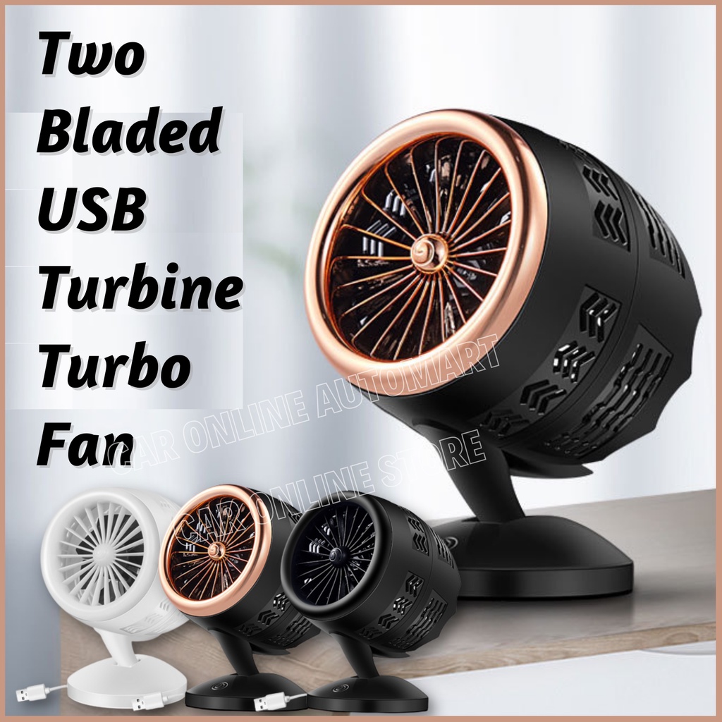 Mini Kipas Meja USB Two-Blade Turbo Mini Fan Turbine Air Circulation Fan Air Cooler Silent Cooling Table Fan Office Room